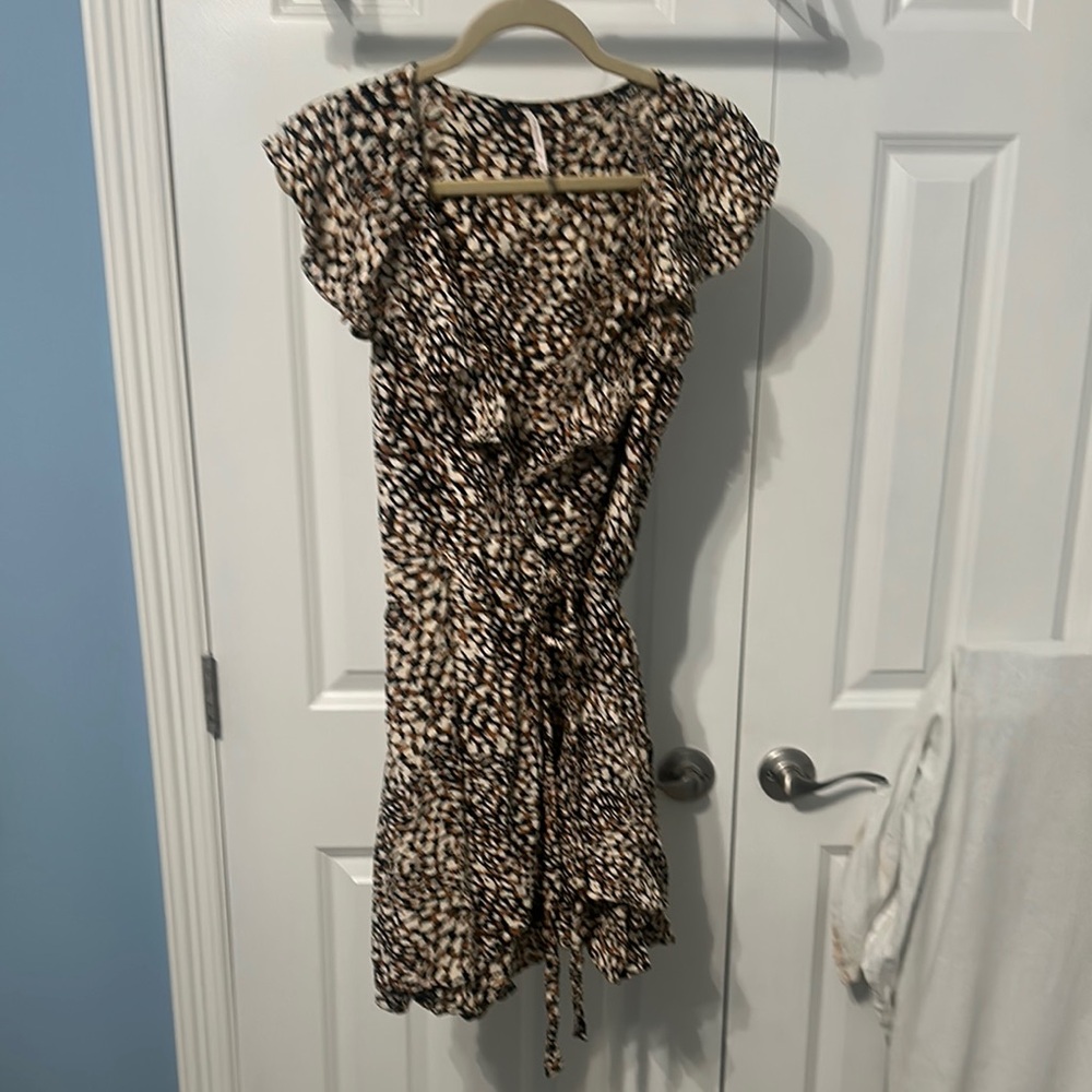 Free People Brown Tan Wrap Mini Dress